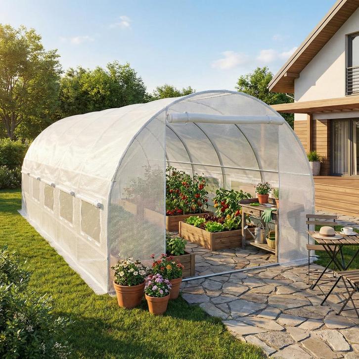 Tunnelkas 600cm Wit | Laatste Stuks!, Tuin en Terras, Kassen, Folie, Staal, Nieuw, Kweekkas, Ophalen of Verzenden