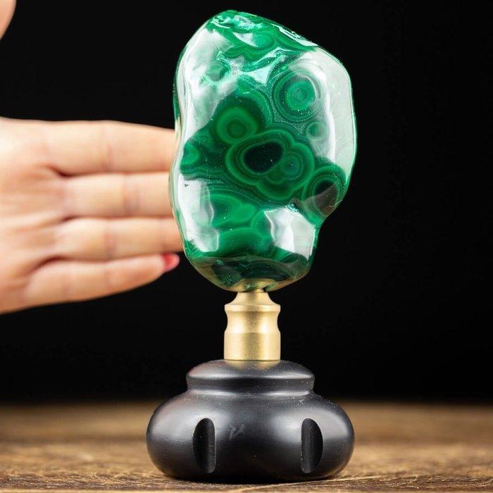 Vrije vorm topkwaliteit malachiet - decoratieve houten en, Antiek en Kunst, Curiosa en Brocante