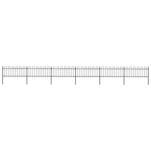 vidaXL Tuinhek met ronde bovenkant 10,2x0,8 m staal zwart, Tuin en Terras, Schuttingen, Nieuw, IJzer, Minder dan 1 meter, Verzenden