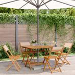 vidaXL 5-delige Tuinset massief hout en stof beige, Tuin en Terras, Tuinsets en Loungesets, Verzenden, Nieuw, Hardhout, Tuinset