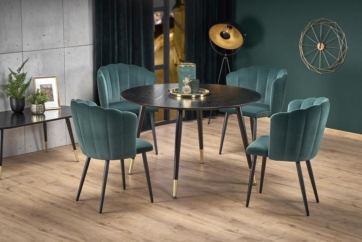 Eettafel EMBOS Rond Hout Zwart | Retourdeal | Elegant, Huis en Inrichting, Tafels | Eettafels, 100 tot 150 cm, 100 tot 150 cm