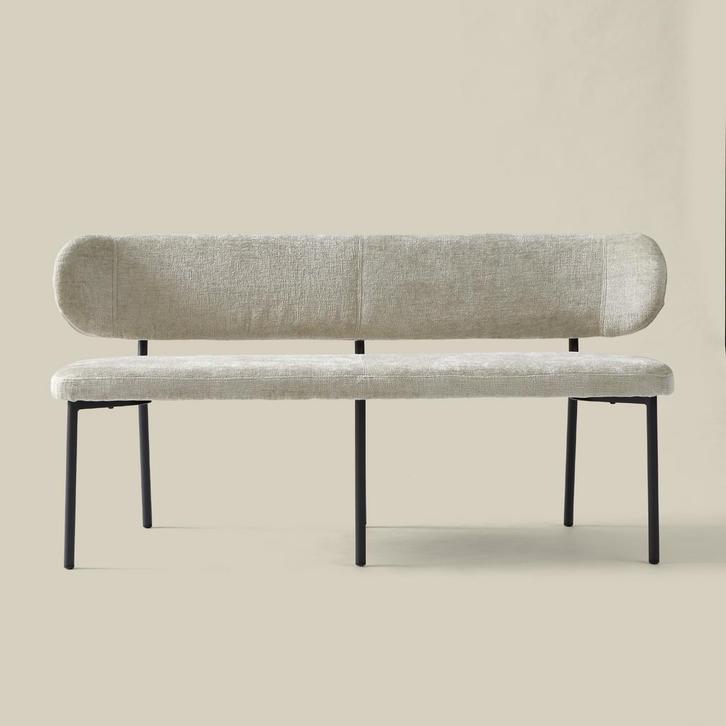 *WOONWINKEL* Eetkamerbank Beige Met Rugleuning 180 Cm, Huis en Inrichting, Banken | Bankstellen, Nieuw, Stof, Verzenden