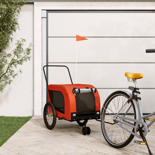 vidaXL Hondenfietstrailer oxford stof en ijzer oranje en, Dieren en Toebehoren, Overige Dieren-accessoires, Nieuw, Verzenden