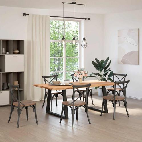 vidaXL Eettafel rechthoekig 200x100x74 cm massief eikenhout, Huis en Inrichting, Tafels | Eettafels, Nieuw, Verzenden