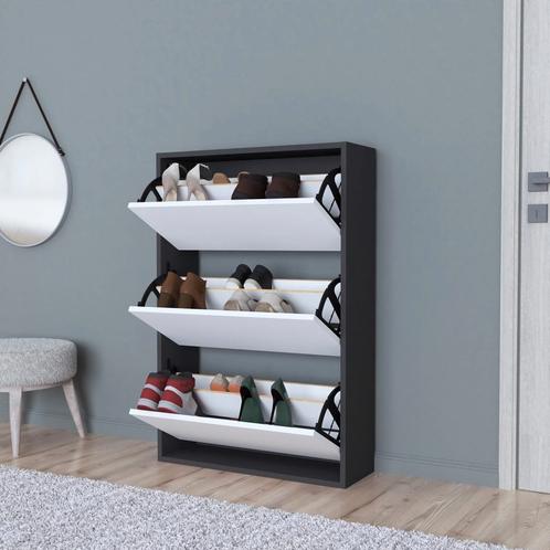 [en.casa] Schoenenkast Aurskog met 3 vouwdeuren 110x73,5x24, Huis en Inrichting, Kasten | Schoenenkasten, Verzenden