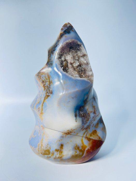 Blauw-gouden Oceaan Jaspis Vlam met sprankelende druzy zak -, Verzamelen, Mineralen en Fossielen