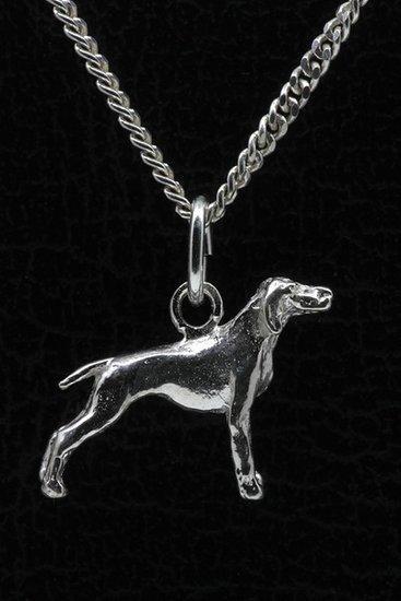 Zilveren Vizsla staande hond korthaar ketting hanger - klein, Sieraden, Tassen en Uiterlijk, Kettinghangers, Verzenden
