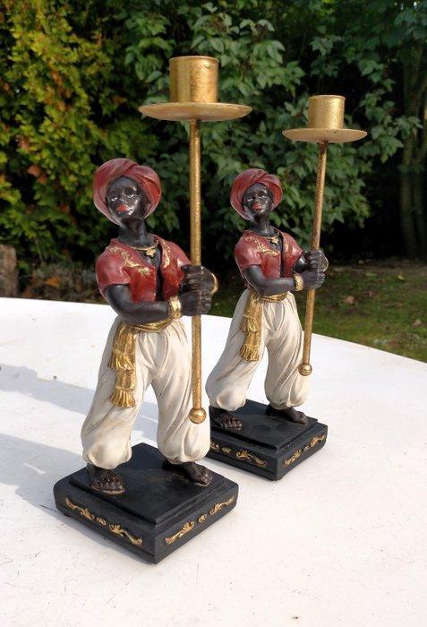 Kandelaar kandelaren (2) - resin metaal, Antiek en Kunst, Curiosa en Brocante