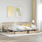 vidaXL Slaapbank met onderschuifbed en lades zonder matras, Huis en Inrichting, 90 cm, Eenpersoons, Bruin, Verzenden
