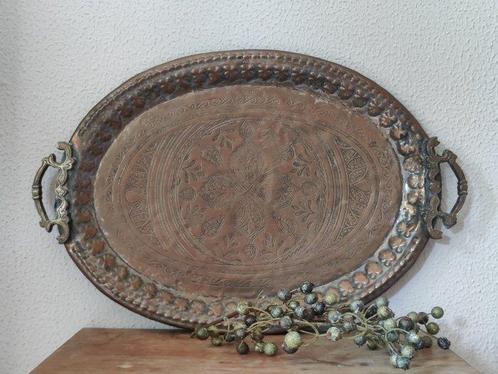 Serveerschaal - Koper - Grote Handgemaakte Koperen, Antiek en Kunst, Curiosa en Brocante