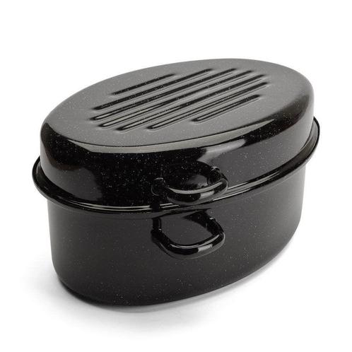 Emalia geëmailleerde braadpan met deksel 7L emaille zwart, Huis en Inrichting, Keuken | Potten en Pannen, Ophalen of Verzenden