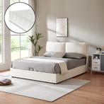 Tweepersoonsbed Lunner met matras 200x140 cm beige [en.casa], Verzenden, Nieuw