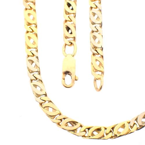 Tricolor gouden heren ketting | 42 cm (schakel ketting), Sieraden, Tassen en Uiterlijk, Kettingen, Overige kleuren, Gebruikt, Goud