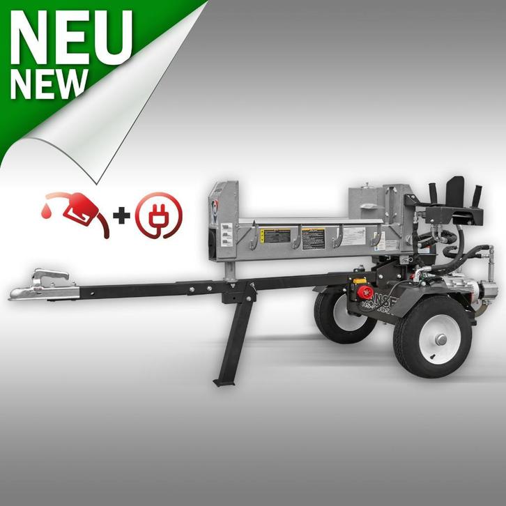 Houtklover Jansen HS-20DS63K, benzine + elektro, 20tons, Tuin en Terras, Kloofmachines, Nieuw, Liggend, Ophalen of Verzenden