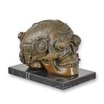 Bronzen steampunk beeld van een schedel (Interieur), Antiek en Kunst, Verzenden