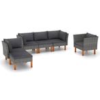 vidaXL 6-delige Loungeset poly rattan en eucalyptushout, Verzenden, Nieuw, Rotan, Loungeset