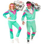 Neon 80S Trainingspak Fout Turquoise, Kleding | Heren, Carnavalskleding en Feestkleding, Nieuw, Verzenden