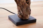 Handgemaakte drijfhout tafellamp HYPNOTIC 45cm bruin met, Nieuw, Ophalen of Verzenden