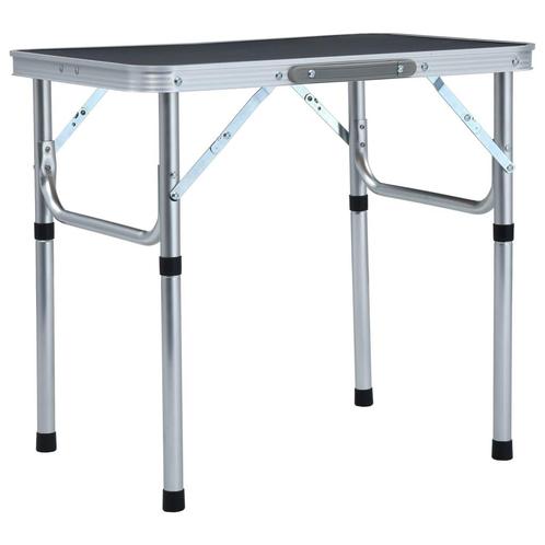 vidaXL Campingtafel inklapbaar 60x45 cm aluminium grijs, Caravans en Kamperen, Kampeermeubelen, Nieuw, Verzenden