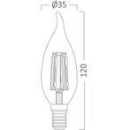 LED Lamp E14 Kaars Filament Gebogen Flame Tip - Brinton -, Led-lamp, Soft of Flame, E14 (klein), Nieuw