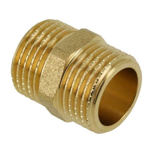 BONFIX Draad messing dubbele nippel 2 1/2 x 2 1/2 bu.dr., Doe-het-zelf en Verbouw, Buizen en Afvoer, Ophalen of Verzenden