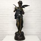sculptuur, Engel met locomotief en moker - 87 cm - Brons, Antiek en Kunst