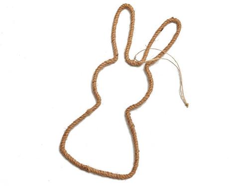 Actie haas frame omwikkeld met touw rope rabbit hanger 40cm, Huis en Inrichting, Woonaccessoires | Kunstplanten en Kunstbloemen