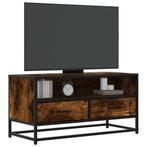 vidaXL Tv-meubel 80x34,5x40cm bewerkt hout metaal gerookt, Huis en Inrichting, Kasten | Televisiemeubels, Verzenden, Nieuw, Overige houtsoorten