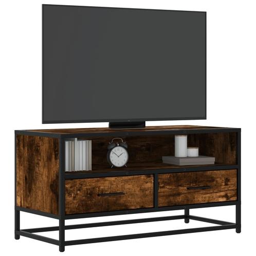 vidaXL Tv-meubel 80x34,5x40cm bewerkt hout metaal gerookt, Huis en Inrichting, Kasten | Televisiemeubels, Nieuw, Overige houtsoorten