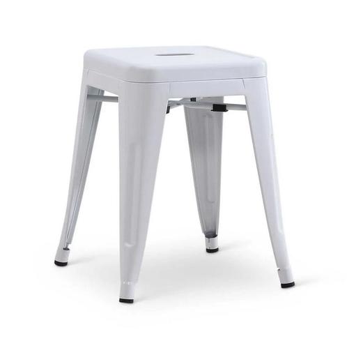 Stapelkruk Hamburg metalen kruk Wit ( Poef, Stoelen ) (Poef), Huis en Inrichting, Stoelen, Nieuw, Verzenden
