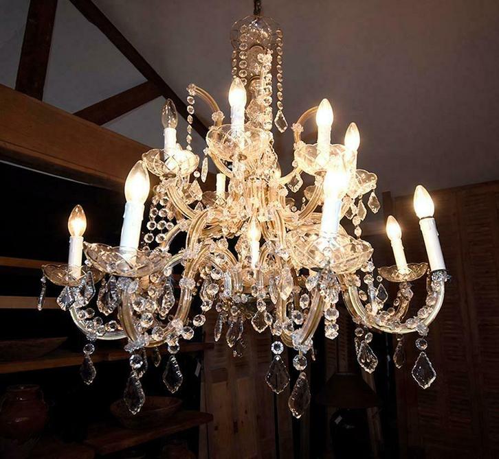 Kroonluchters, lusters, antieke kroonluchters, Achterhuis, Huis en Inrichting, Lampen | Kroonluchters, Gebruikt, Glas, Ophalen of Verzenden