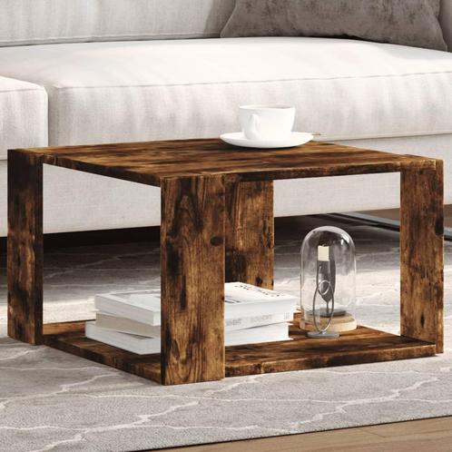 vidaXL Salontafel 51,5x51,5x30 cm bewerkt hout gerookt, Huis en Inrichting, Tafels | Salontafels, 50 tot 100 cm, Nieuw, Overige houtsoorten