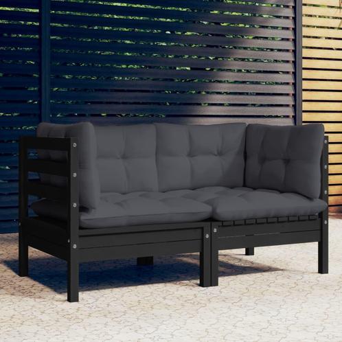 vidaXL Tuinbank 2-zits met antraciet kussens massief, Tuin en Terras, Tuinsets en Loungesets, Nieuw, Verzenden
