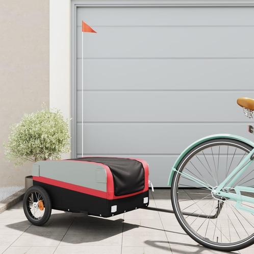 vidaXL Fietstrailer 30 kg ijzer zwart en rood, Fietsen en Brommers, Fietsaccessoires | Aanhangers en Karren, Nieuw, Verzenden