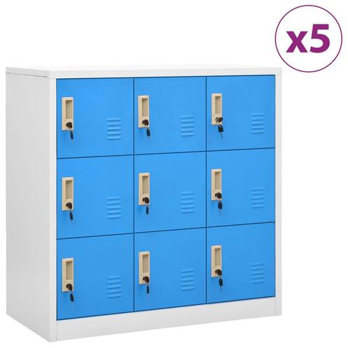 vidaXL Lockerkasten 5 st 90x45x92,5 cm staal lichtgrijs en, Huis en Inrichting, Kasten | Lockerkasten, Nieuw, Verzenden