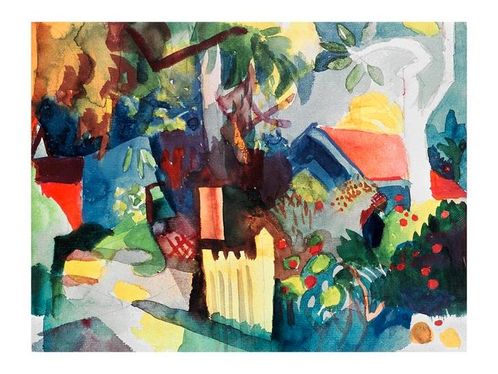 Kunstdruk August Macke - Landschaft 60x80cm, Huis en Inrichting, Woonaccessoires | Schilderijen, Tekeningen en Foto's, Nieuw, Verzenden