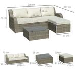 TRUUSK 3-dlg. Polyrattan Tuinmeubelset, Loungeset Met Bijzet, Verzenden, Nieuw