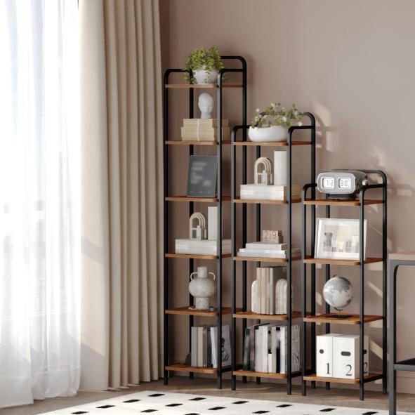 Smalle Industriële Boekenkast – Hout en Metaal Opbergrek, Huis en Inrichting, Kasten | Boekenkasten, Nieuw, Verzenden