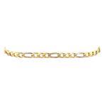 Bicolour gouden armband figaro 19.5 cm 14 krt, Ophalen of Verzenden, Nieuw