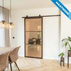 Stalen Schuifdeur 3 Vlaks Brons Maatwerk Brons rook glas, Doe-het-zelf en Verbouw, Kozijnen en Schuifpuien, Nieuw, Metaal, Inclusief glas