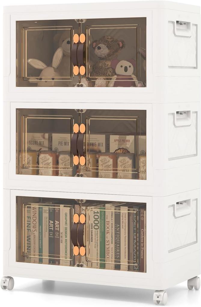 COSTWAY Opbergdoos, kunststof, 75 l, 3 opvouwbare opbergdoze, Huis en Inrichting, Woonaccessoires | Overige, Zo goed als nieuw