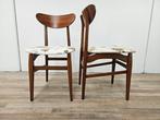 Eetkamerstoel - Teak, Textiel - Twee vintage stoelen uit de, Antiek en Kunst