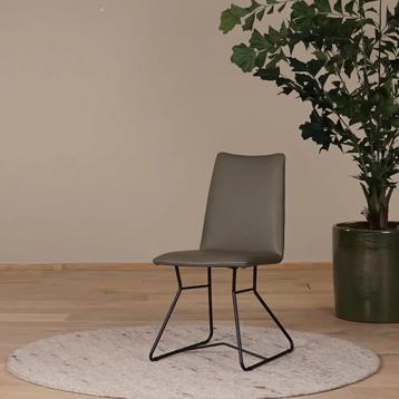 Set van 6 olijf kleur leren eetkamerstoelen Roos beschikbaar voor biedingen