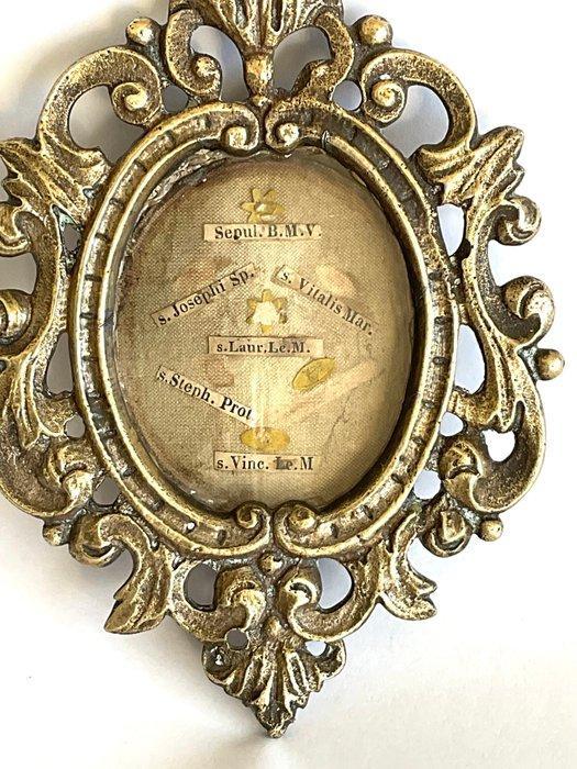 Reliekhouder - Brons, Glas, Textiel - 1850-1900 - Ex, Antiek en Kunst, Kunst | Niet-Westerse kunst