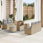 vidaXL Tuin Sofa Set met kussen met opslag 8 pcs Beige en, Verzenden, Nieuw, Rotan