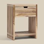 *WOONWINKEL* Nachtkastje Teak Latjes Met Lade, Verzenden, Nieuw