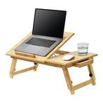 [en.casa] Bamboe laptoptafel bedtafel tot 55x35x20-28 cm, Computers en Software, Nieuw, Verzenden