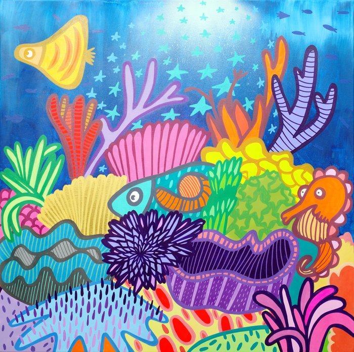 Kev Munday - Starlit Reef, Antiek en Kunst, Kunst | Schilderijen | Modern