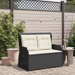 vidaXL Tuinbank met kussen Zwart Poly riet, Tuin en Terras, Tuinsets en Loungesets, Verzenden, Nieuw, Rotan