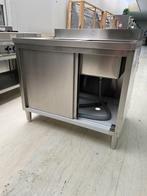 RVS 2 baks Spoeltafel met Onderkast + opstaande rand 100x70x, Ophalen of Verzenden, Nieuw in verpakking